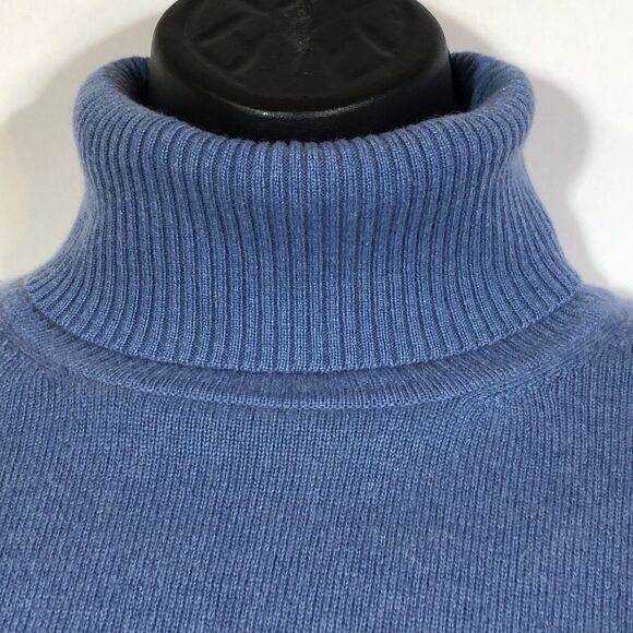 CULLEN Blue 100% Cashmere Sweater Turtleneck Light Pastel Women’s Medium Preppy - Picture 2 of 10